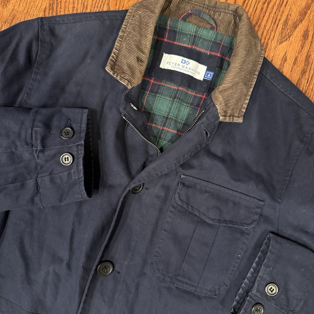 Peter Manning Navy Blue Tribeca Flannel Lined Field Barn Chore Jacket‎ Men's 4 L